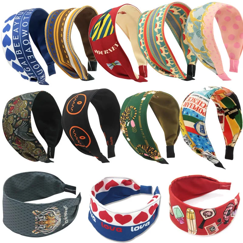 Wholesale Fabric Wide Edge Multi-color Printed Headband