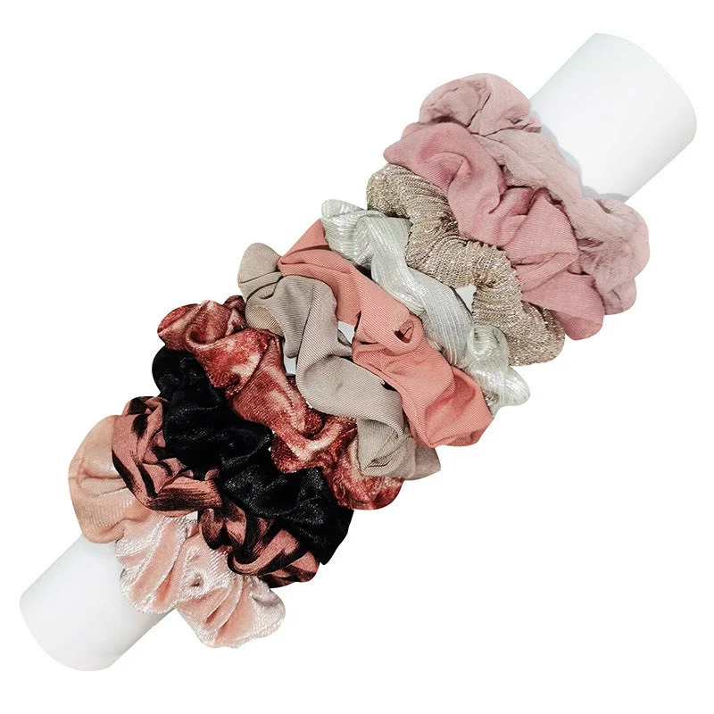 Wholesale Color Burst Pattern 10-piece Set of Fat Intestine Hair Ties  Cloth Headband