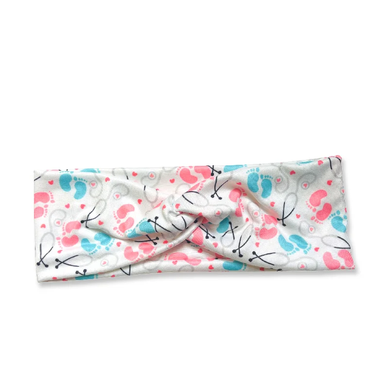 PEDS Nurse Knotted headband (pink & blue)