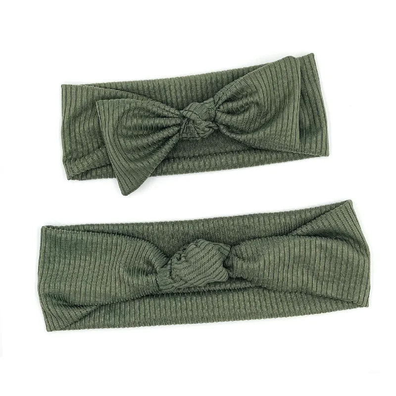 Mommy & Me Set: Olive Green Bow & Top Knot