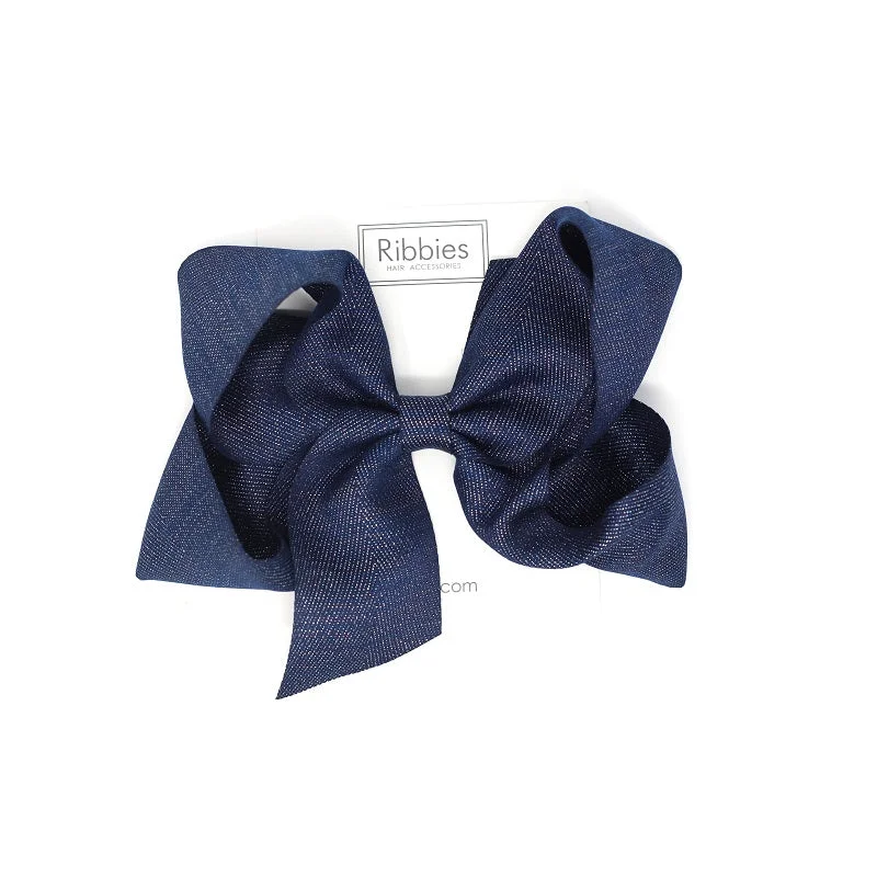 XX Large Sparkly Hair Bow - Navy