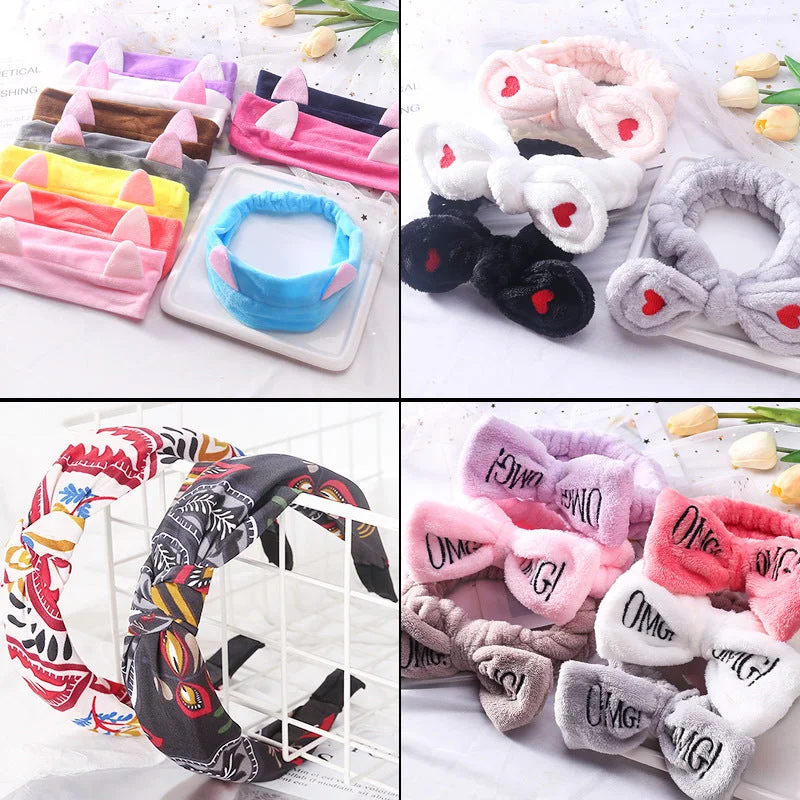 Wholesale Bow Rabbit Ears Flannel Headband