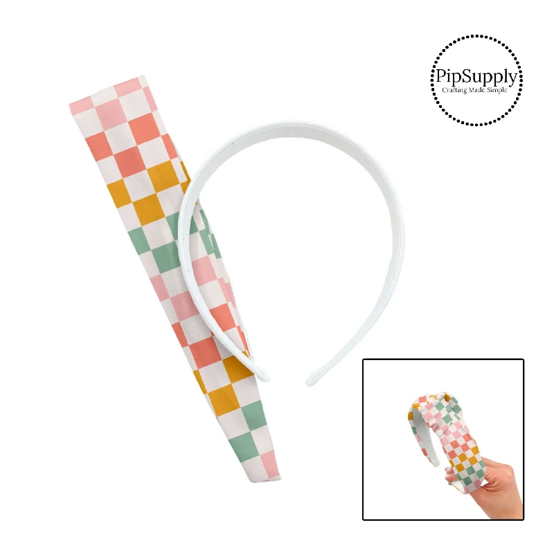 Retro Rainbow Checker DIY Knotted Headband Kit