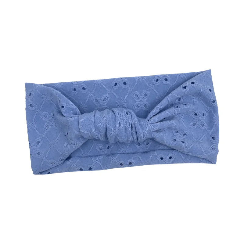 Light Blue Eyelet Top Knot Headband