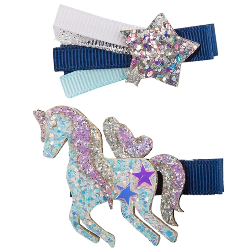 Great Pretenders Navy Unicorn Hair Clips