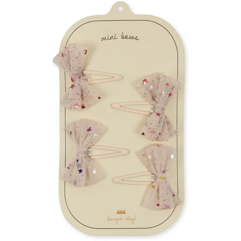 Konges Sløjd Hair Clips Tulle Bow 4-Pak Etoile Multi Brazilian Sand