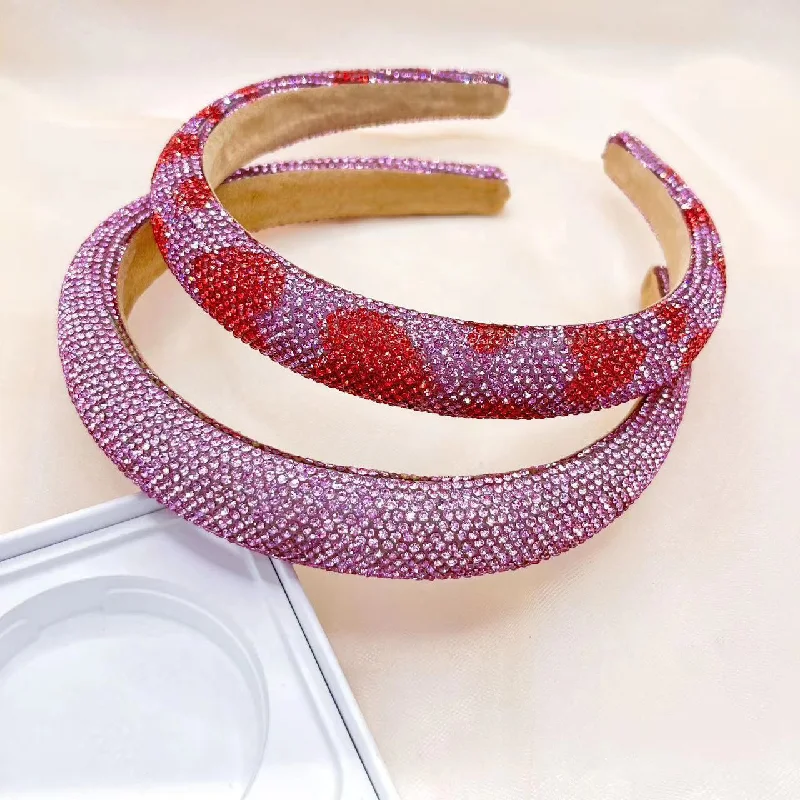 Wholesale Diamond Love Valentine's Day Sponge Head Hoops