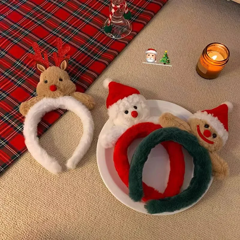 Wholesale Christmas Elk Plush Hair Hoops