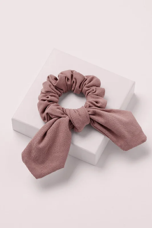 Bow Pose Ribbon Knotted Scrunchie - Mauve