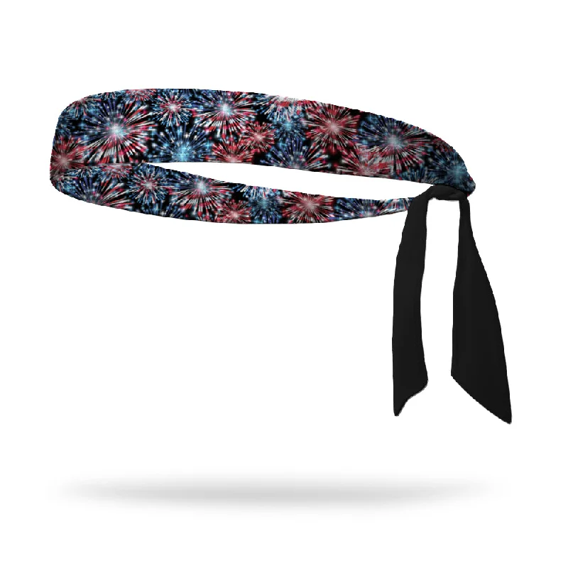 Patriotic Fireworks Wicking Tie Back Headband