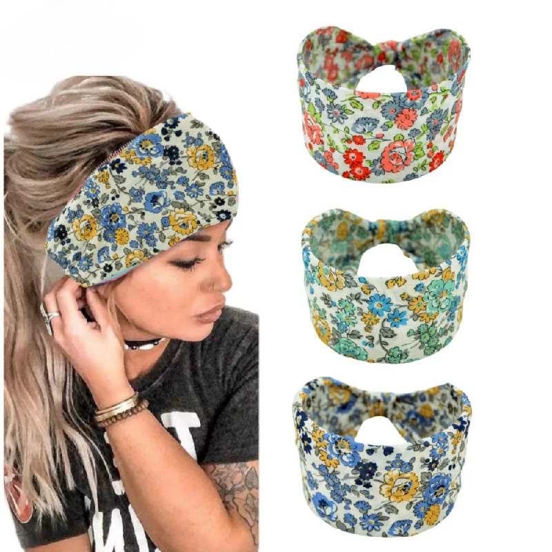 Wholesale Wide-brimmed Ink Floral Yoga Elastic Sports Headband