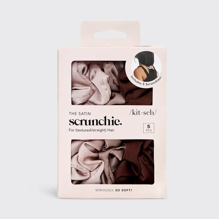 Kitsch Satin Sleep Scrunchies 5pk Cameo