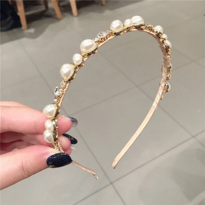 Wholesale Pearl Rhinestone Fine Hair Hoop