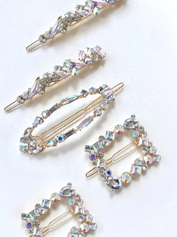 2pc Diamond Gems Barrette Hair Clip Set | Holiday