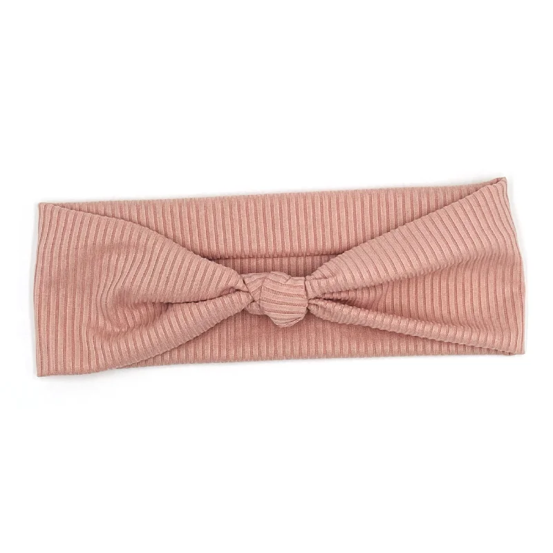 Pink Ribbed Top Knot Headband