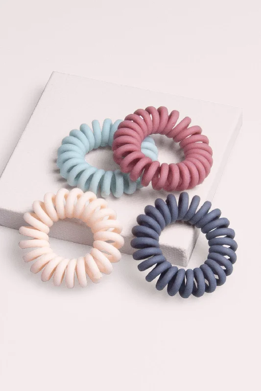 Soft Touch Loop Spiral Hair Ties Set - Pastel