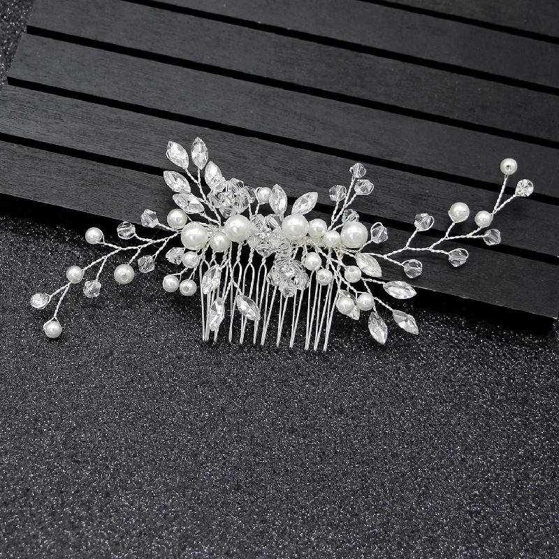 Wholesale Pearl Hair Comb White Crystal Headband