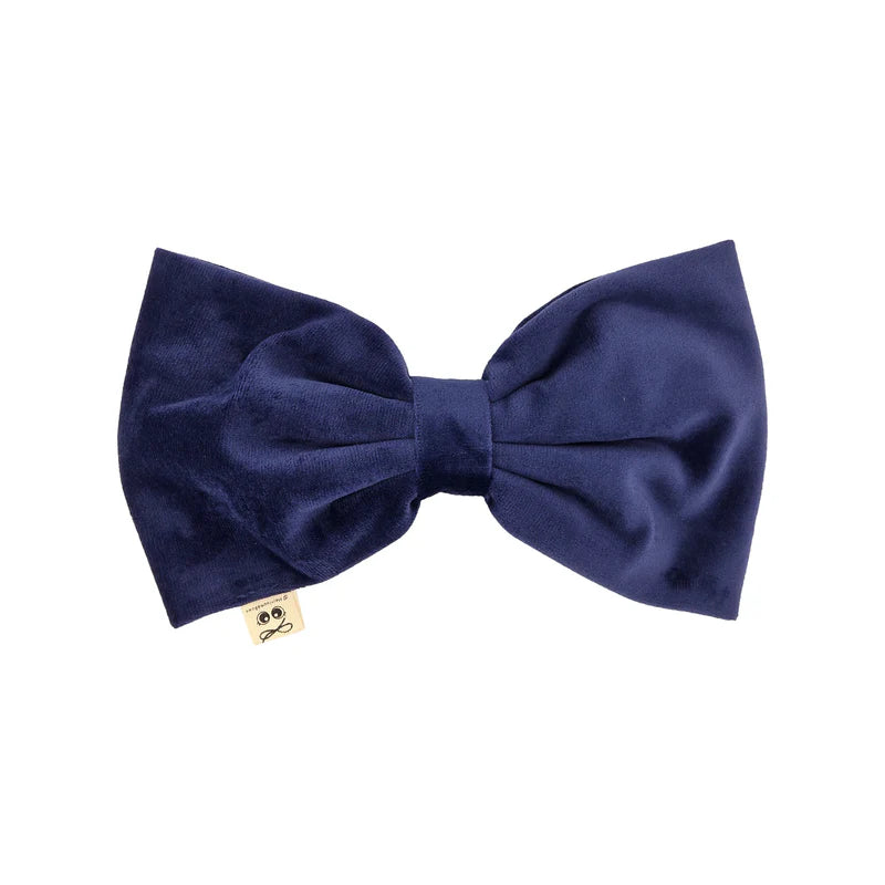 clip velvet oversized bow - navy