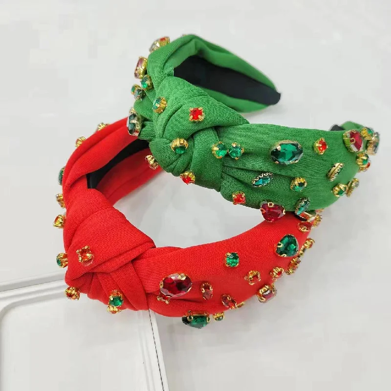 Wholesale Christmas Heavy Industry Diamond Fabric Color Diamond New Year Headband