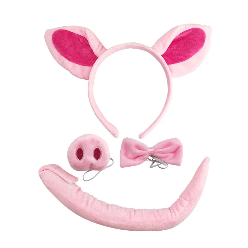 Wholesale Halloween Cute Pink Cartoon Plush Animal Pig Headband