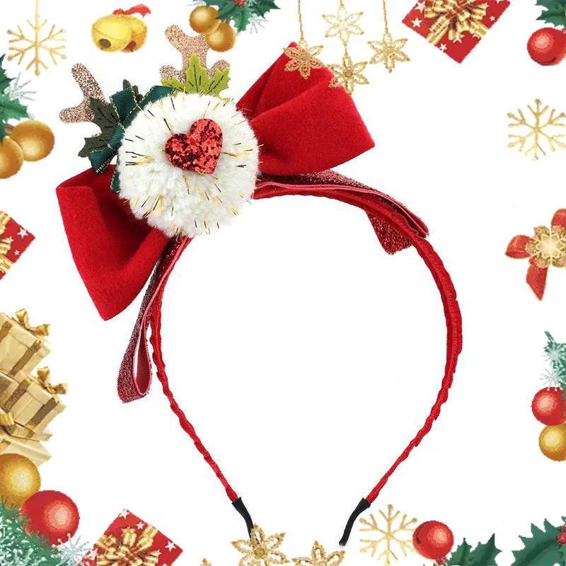 Wholesale Christmas Red Bow Fabric Headband