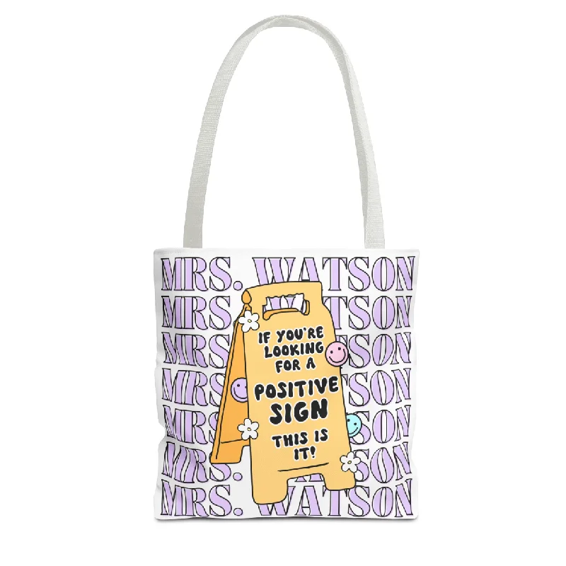 Custom Name Positive Sign Tote Bag