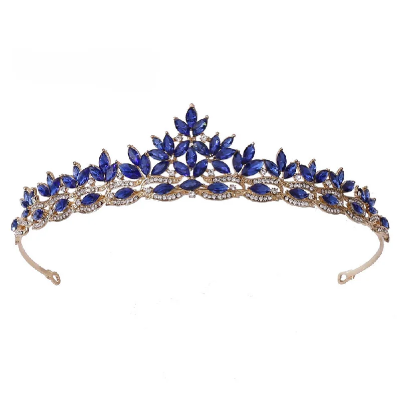 Wholesale Diamond Festival Catwalk Wedding Birthday Leaf Crystal Crown Headband