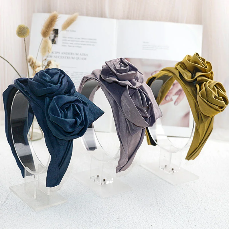 Wholesale Rose Double Flower Stereo Cloth Headband