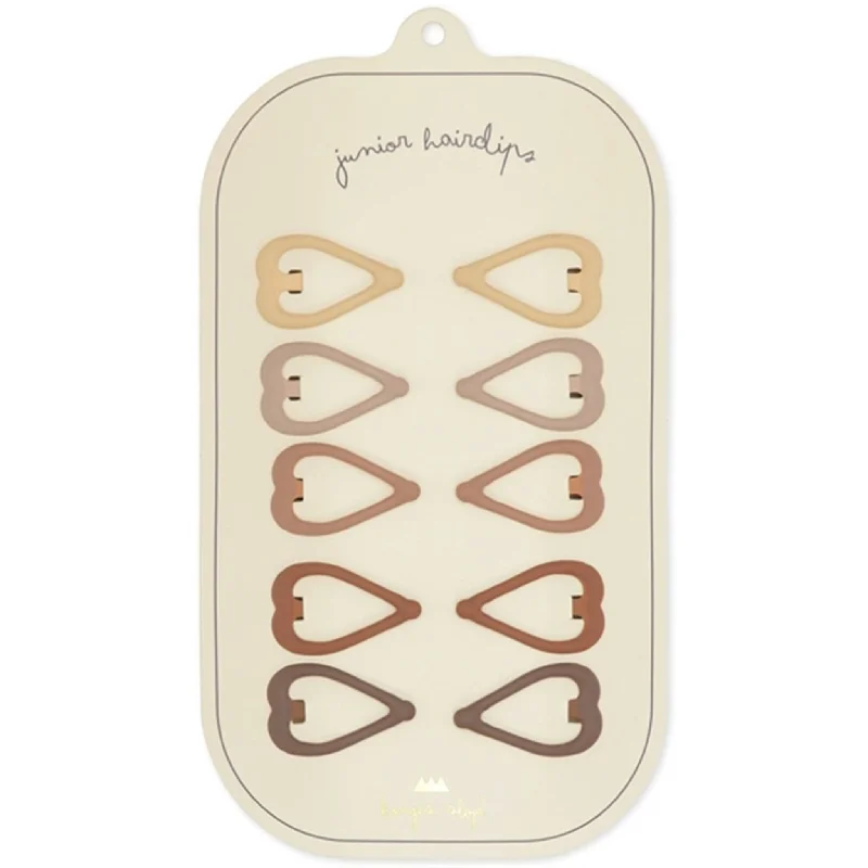 Konges Sløjd Hair Clips Mini Heart 10-pack Rosie Shade