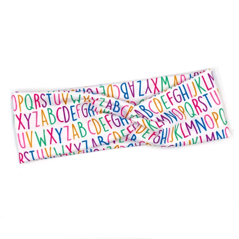 Rainbow Alphabet Knotted Headband