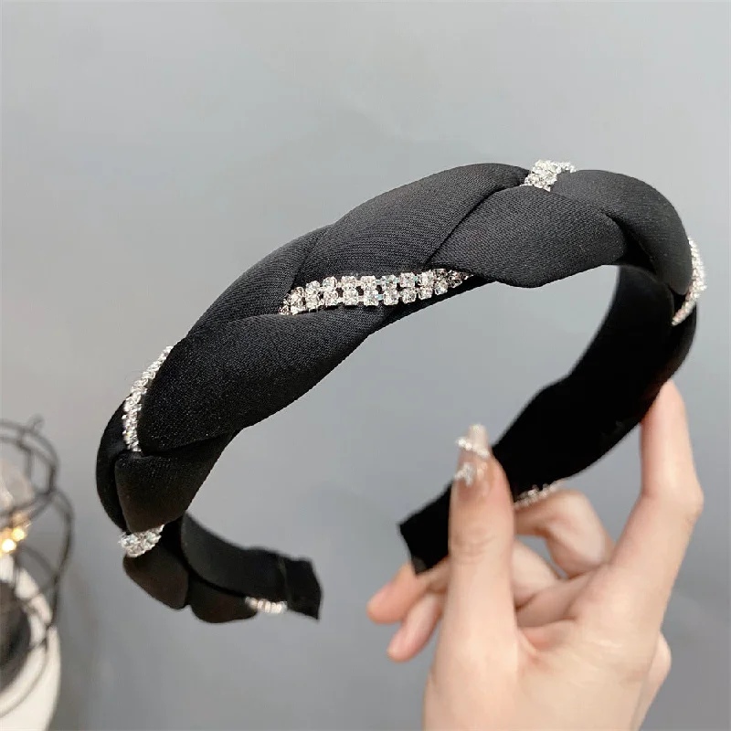 Wholesale Twist Chain Rhinestone Fabric Toothed Headband