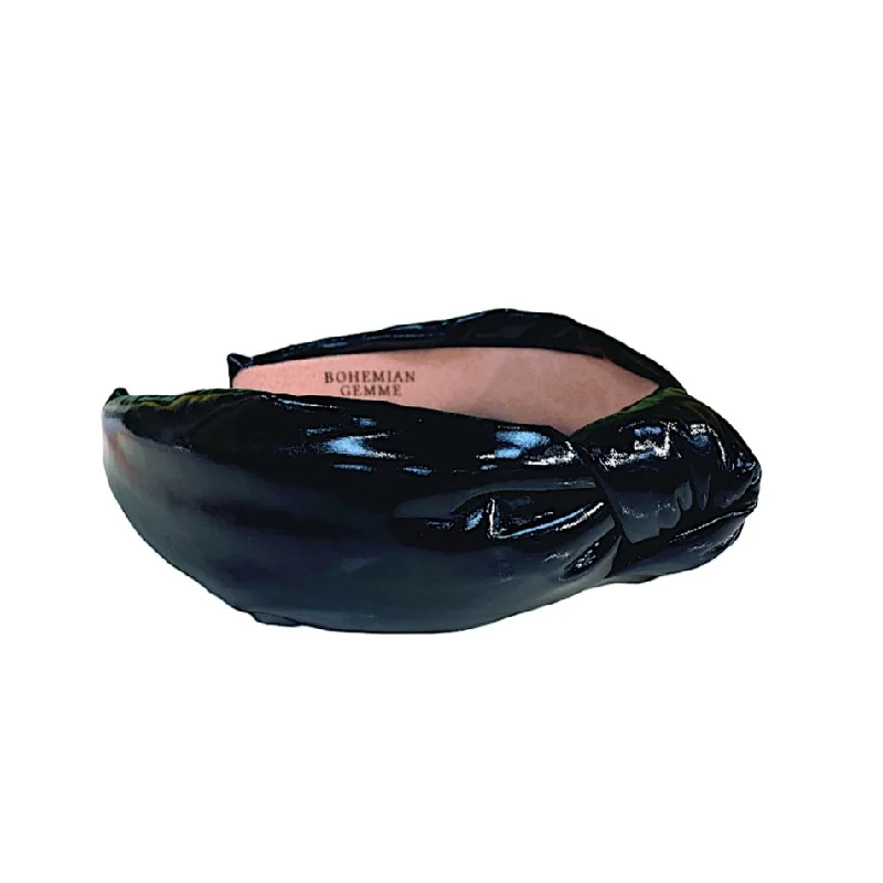 Black Patent Leather Topknot Headband