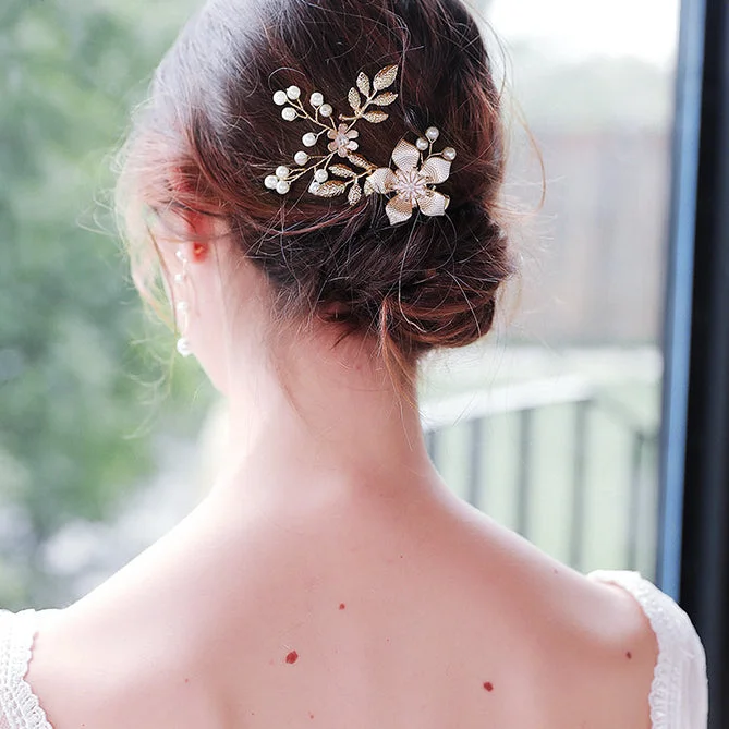 Wholesale Alloy Flower Handmade Pearl Hairpin