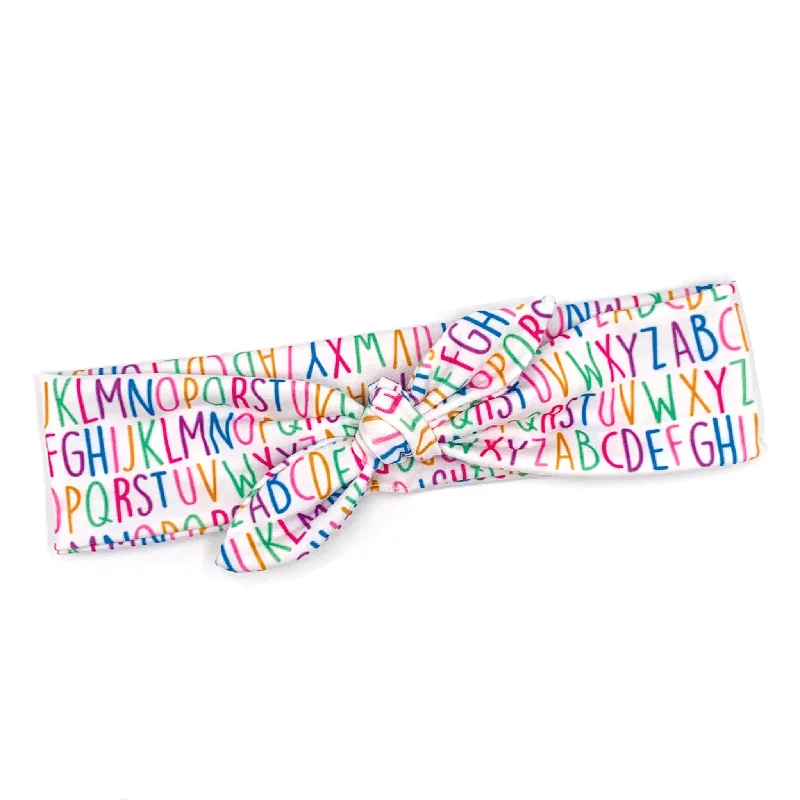 Rainbow Alphabet Tied Headband