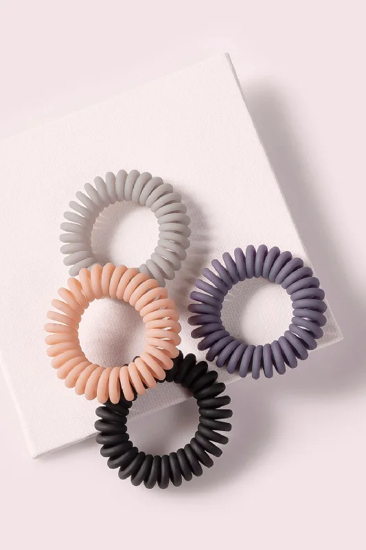 Soft Touch Loop Spiral Hair Ties Set - Slate & Rose