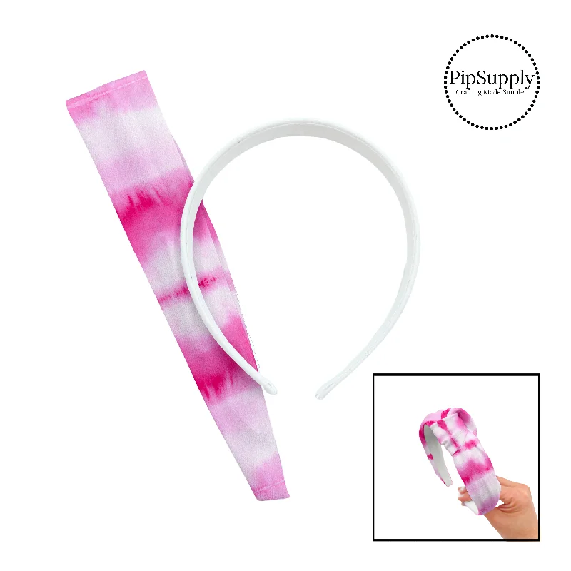 Pink and White Tie Dye DIY Knotted Headband Kit