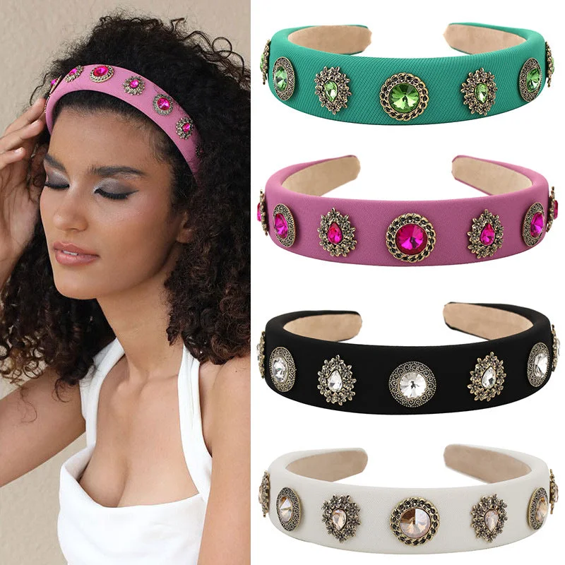 Wholesale Simple Diamond Flower Fabric Headband