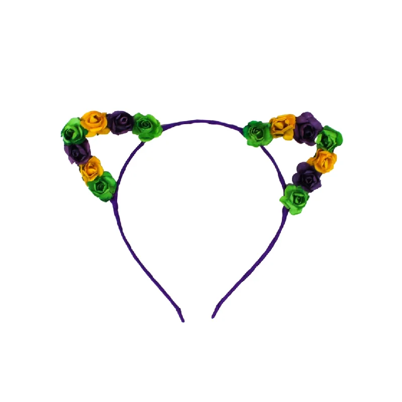 Mardi Gras Floral Cat Ears Headband (Each)