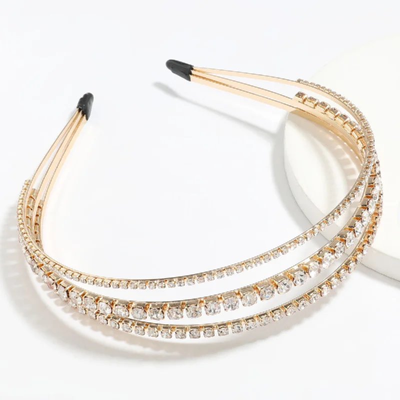 Wholesale Alloy Diamond and Pearl Three-layer Headband