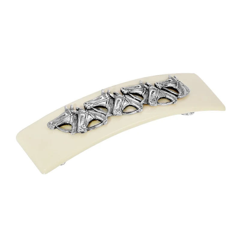 1928 Jewelry® Silver Tone Ivory Horse Head Barrette