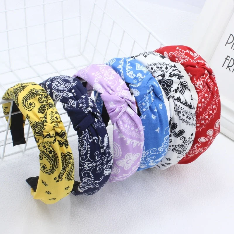 Wholesale Cashew Flower Vintage Wide Edge Fabric Headband