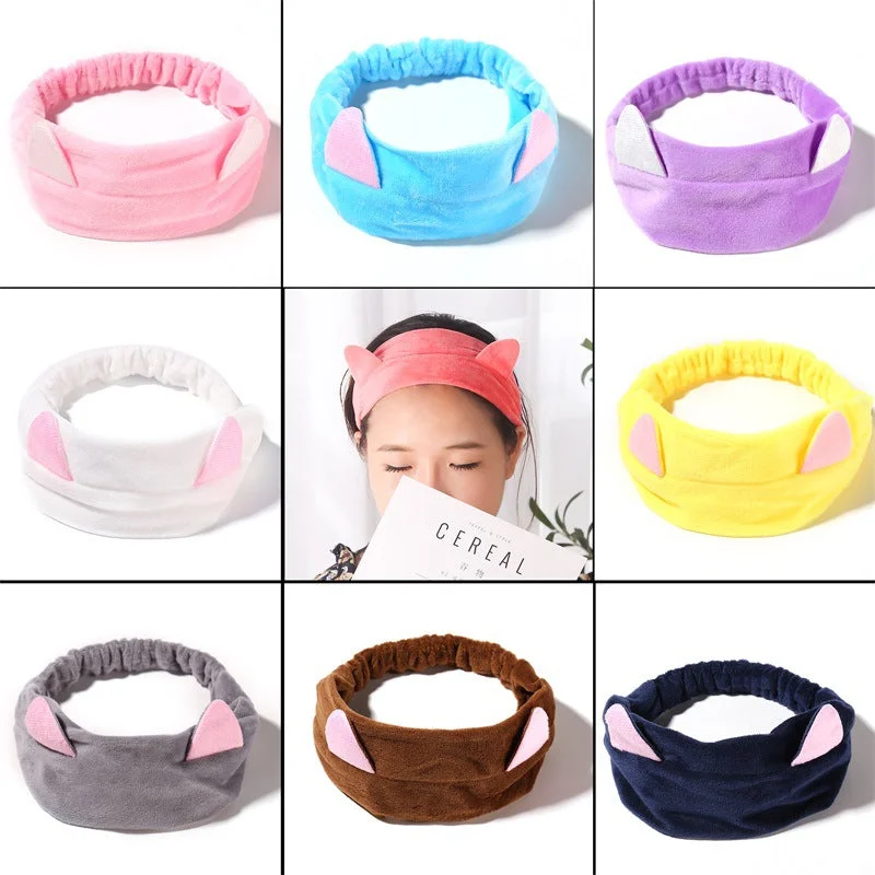 Wholesale Wash Head Cute Rabbit Ear Fabric Headband