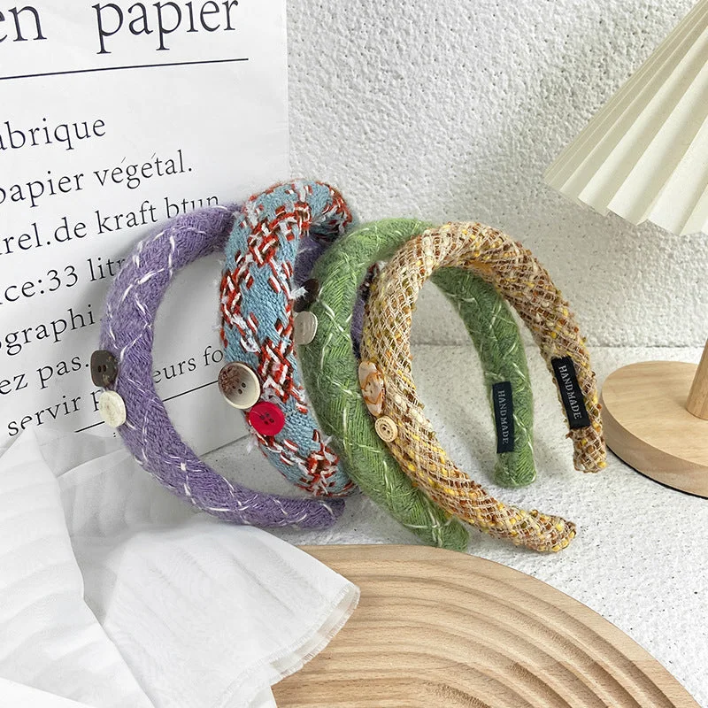 Wholesale Vintage Button Woolen Hair Hoop