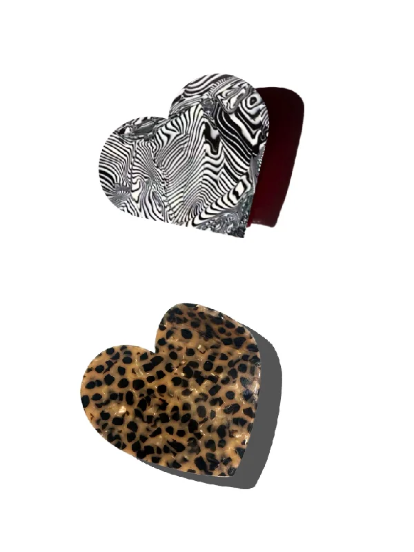 Animal Print Heart Acetate Claw Hair Clip | Eco-Friendly