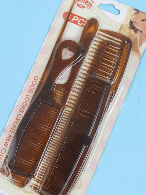 Pack Of 6 Hair Combs Dark Brown