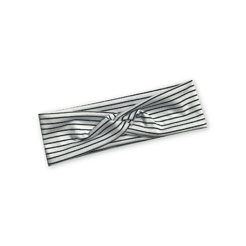 Black and White Striped Knotted Headband