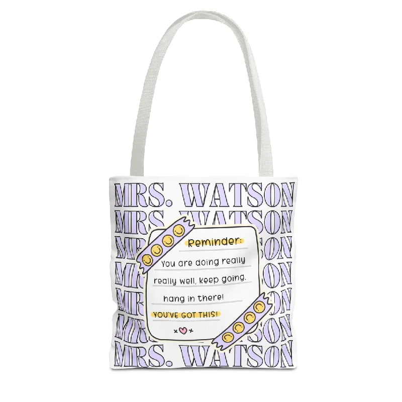 Custom Name Reminder Note Teacher Tote Bag