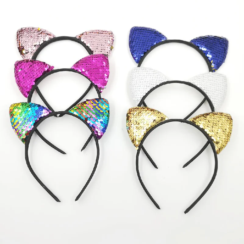 Wholesale Fabric Sequin Cat Ears Headband