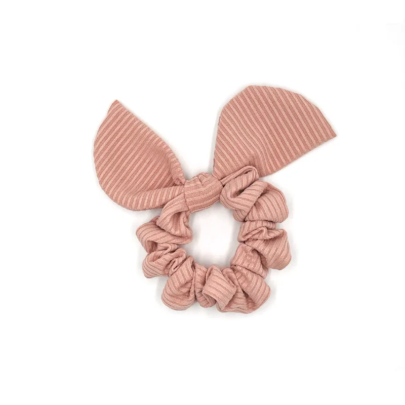 Pink Ribbed Scrunchie Bow