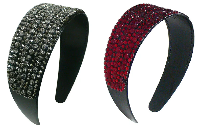 Set of 2 Wide Band Plastic Bling Bling Headband 2" Wide at Center NI86012-24611-2